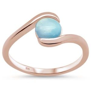 rose gold plated natural larimar ring